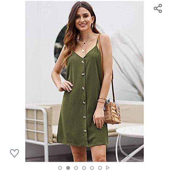 Spaghetti strap button down mini dress - Picture 2 of 6